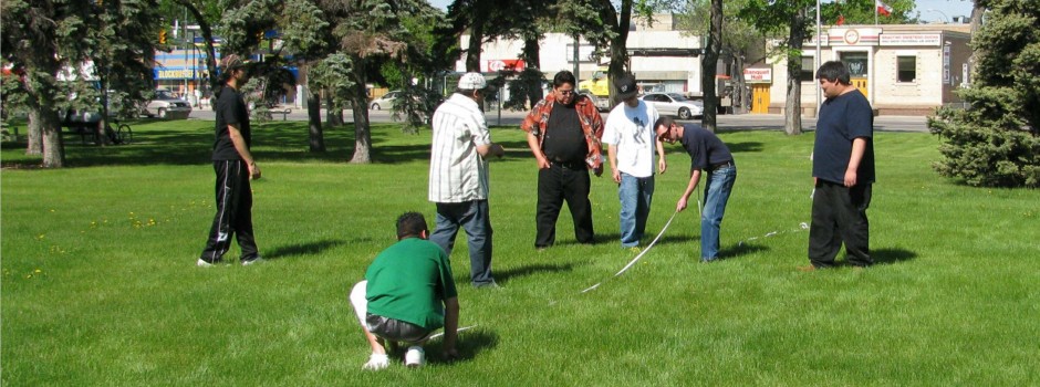 Students practice their mathmatics and measurement skills in St. John's Park, across Main Street from the centre. Core Math