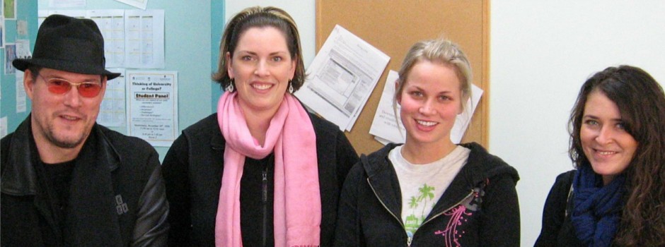 Former AEC students return to speak about their experiences transitioning to university. Left to right: Joe Deagle, Meghan Robert, CIndy Klassen and Meghann Mclachlan. (2008-2009) Former Grads